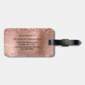 Rose Gold Glitzer Pinselmetall Monogram Script Gepäckanhänger (Rückseite horizontal)