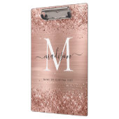 Rose Gold Glitzer Pinselmetall Monogram Script Klemmbrett (Links)