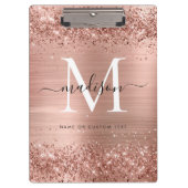 Rose Gold Glitzer Pinselmetall Monogram Script Klemmbrett (Vorderseite)