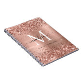 Rose Gold Glitzer Pinselmetall Monogram Script Notizblock (Rechte Seite)