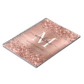 Rose Gold Glitzer Pinselmetall Monogram Script Notizblock (Linke Seite)