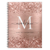 Rose Gold Glitzer Pinselmetall Monogram Script Notizblock (Vorderseite)