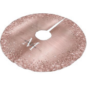 Rose Gold Glitzer Pinselmetall Monogram Script Polyester Weihnachtsbaumdecke (Schrägansicht)