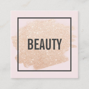Rose Gold Glitzer Pinselstrich leicht Rosa Schönhe Quadratische Visitenkarte