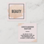 Rose Gold Glitzer Pinselstrich leicht Rosa Schönhe Quadratische Visitenkarte (Vorne/Hinten)