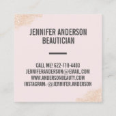 Rose Gold Glitzer Pinselstrich leicht Rosa Schönhe Quadratische Visitenkarte (Rückseite)