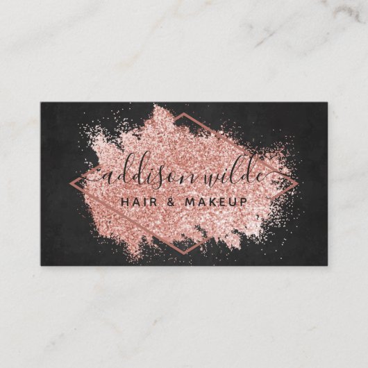 Rose Gold Glitzer Pinselstriche Schwarz Geometrisc Visitenkarte (Vorderseite)