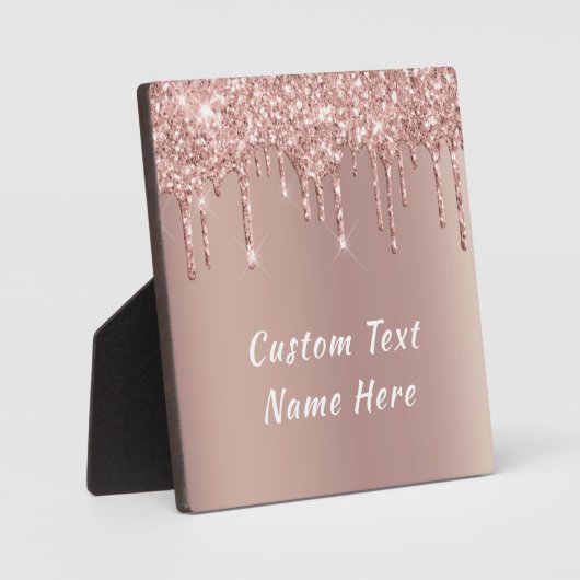 Rose Gold Glitzer Plaque Geschenk Benutzerdefinier Fotoplatte (Vorderseite)