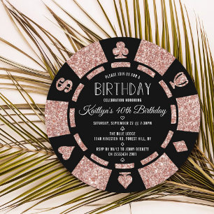 Rose Gold Glitzer Poker Chip Casino Einladung