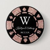 Rose Gold Glitzer Poker Chip Casino Gastgeschenk H Button (Vorderseite)