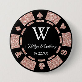 Rose Gold Glitzer Poker Chip Casino Gastgeschenk H Button