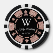 Rose Gold Glitzer Poker Chip Casino Hochzeit (Vorderseite)