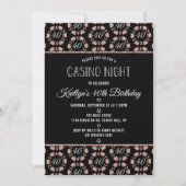 Rose Gold Glitzer Poker Chip Casino Night Party Einladung (Vorderseite)