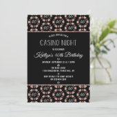 Rose Gold Glitzer Poker Chip Casino Night Party Einladung (Stehend Vorderseite)