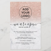 Rose Gold Glitzer Preise Logo Marmor Wir sind offe Flyer (Vorne)
