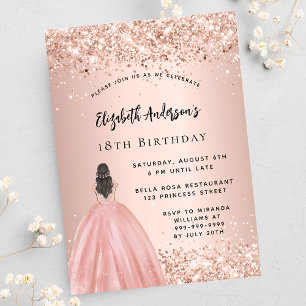 Rose Gold Glitzer Prinzessin Kleid Luxus Einladung