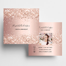 Rose Gold Glitzer Profil Foto Quadratische Visitenkarte