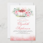 Rose Gold Glitzer Pumpkin Fall Brautparty Einladung (Vorderseite)