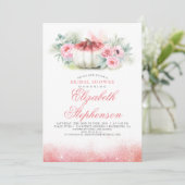 Rose Gold Glitzer Pumpkin Fall Brautparty Einladung (Stehend Vorderseite)