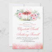 Rose Gold Glitzer Pumpkin Fall Engagement Party Einladung (Vorderseite)
