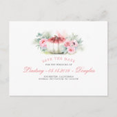 Rose Gold Glitzer Pumpkin Fall Save the Date Ankündigungspostkarte (Vorderseite)