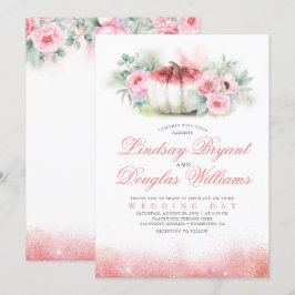 Rose Gold Glitzer Pumpkin Hochzeit im Herbst Einla Einladung
