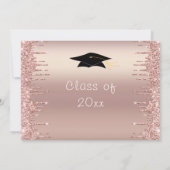 Rose Gold Glitzer QR Code Abschluss Einladung (Rückseite)