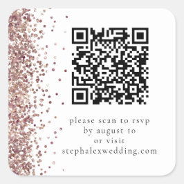Rose Gold Glitzer QR Code für UAWG Wedding Quadratischer Aufkleber