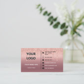 Rose Gold Glitzer QR Code Geschäftskartenvorlage Visitenkarte (Stehend Vorderseite)