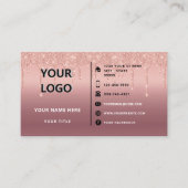 Rose Gold Glitzer QR Code Geschäftskartenvorlage Visitenkarte (Vorderseite)