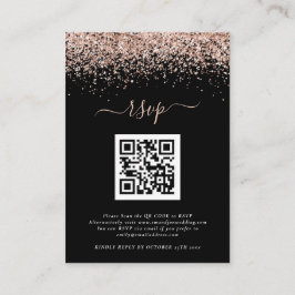 Rose Gold Glitzer QR Code Hochzeit Black UAWG Begleitkarte