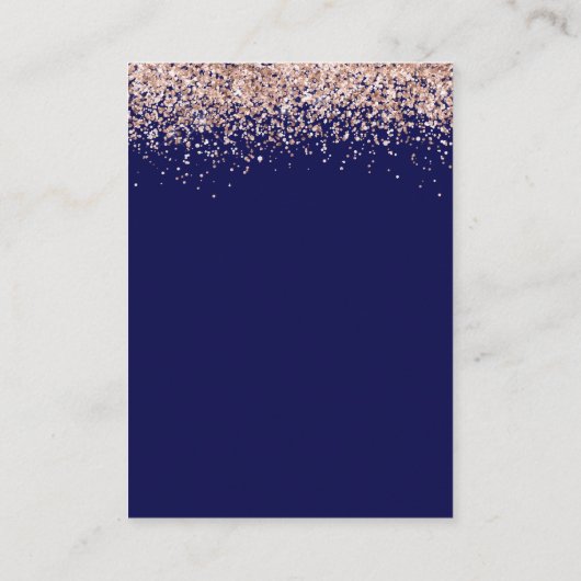 Rose Gold Glitzer QR Code Hochzeit Navy Blush UAWG Begleitkarte (Rückseite)
