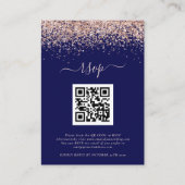 Rose Gold Glitzer QR Code Hochzeit Navy Blush UAWG Begleitkarte (Vorderseite)