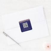 Rose Gold Glitzer QR Code Hochzeit Website Navy Quadratischer Aufkleber (Umschlag)