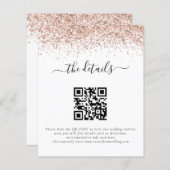 Rose Gold Glitzer QR Code Hochzeitsdetails (Vorne/Hinten)