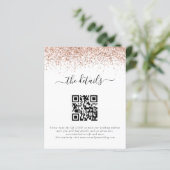 Rose Gold Glitzer QR Code Hochzeitsdetails (Stehend Vorderseite)