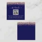 Rose Gold Glitzer QR Code Hochzeitsdetails Begleitkarte (Vorne/Hinten)