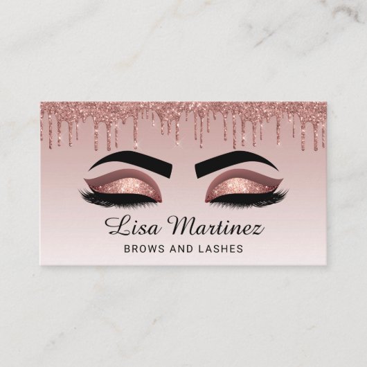 Rose Gold Glitzer QR Code Lash Brow Beauty Visitenkarte (Vorderseite)