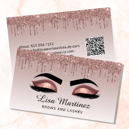 Rose Gold Glitzer QR Code Lash Brow Beauty Visitenkarte