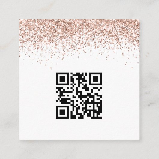 Rose Gold Glitzer QR Code Skript Hochzeit RSVP Begleitkarte (Rückseite)
