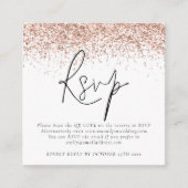 Rose Gold Glitzer QR Code Skript Hochzeit RSVP Begleitkarte (Vorderseite)