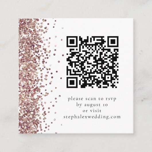 Rose Gold Glitzer QR Code UAWG Wedding Begleitkarte (Vorderseite)