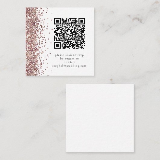 Rose Gold Glitzer QR Code UAWG Wedding Begleitkarte (Vorne/Hinten)