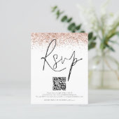 Rose Gold Glitzer QR Code Wedding RSVP ENCL (Stehend Vorderseite)