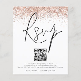 Rose Gold Glitzer QR Code Wedding RSVP ENCL