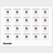 Rose Gold Glitzer QR Code Wedding Website Quadratischer Aufkleber (Blatt)