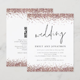 Rose Gold Glitzer QR Informelle Hochzeit