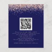Rose Gold Glitzer QR Navy Einladung (Rückseite)