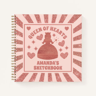 Rose Gold Glitzer Queen of Hearts Kinder Sketchboo Notizblock