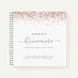 Rose Gold Glitzer Quinceañera Alternatives Gästebu Notizblock